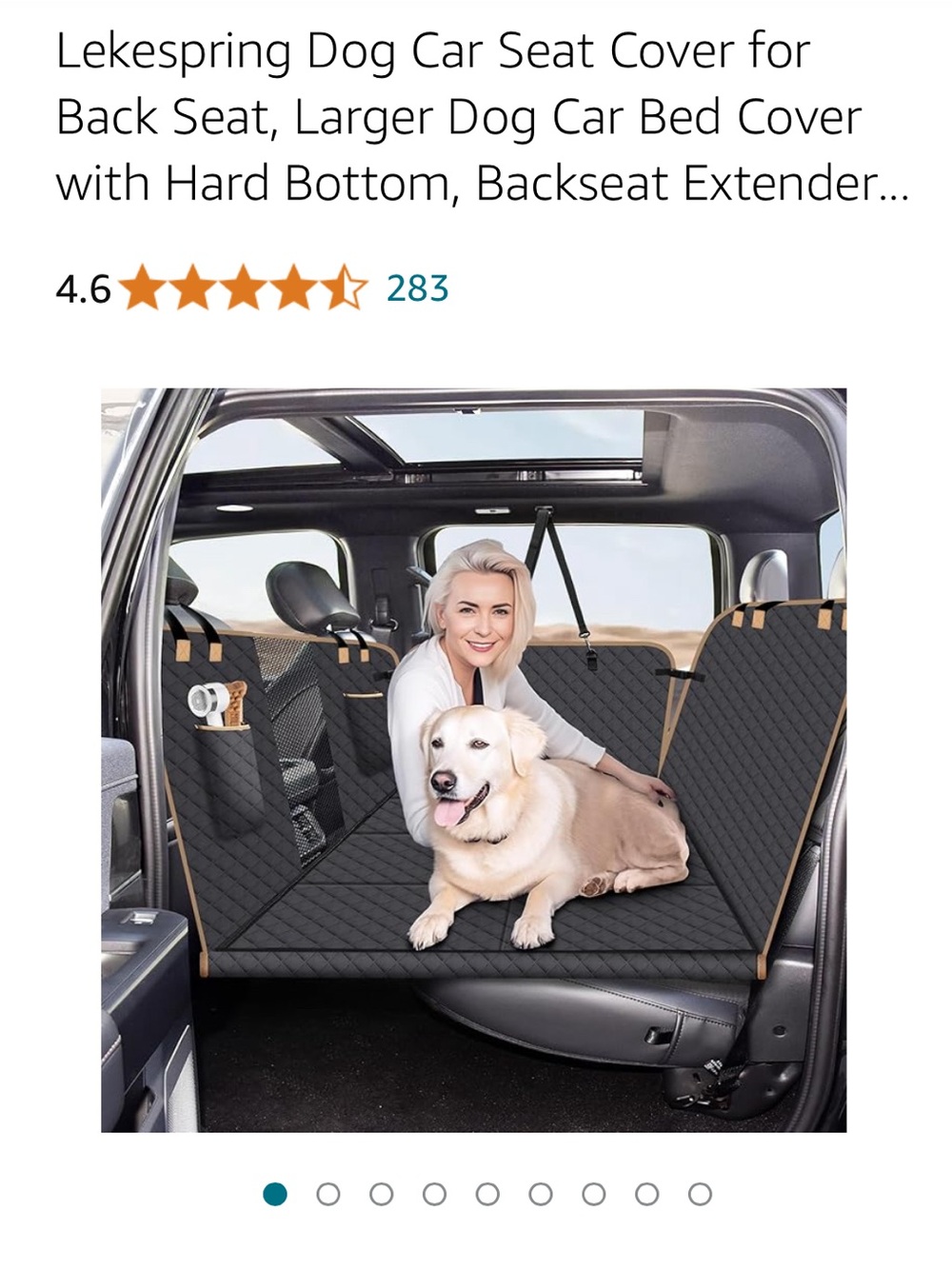 New in Box Lekespring Quilted Black Dog Car Seat Cover with Hard Bottom